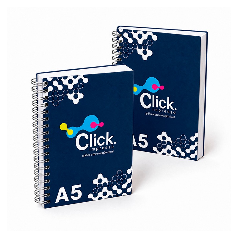 Agenda PERSONALIZADA, COM A CAPA 4x0cores, E MIOLO 4x4cores, capa dura em papel empastada com cartão e debrú, laminação Prolan. Wire-O.